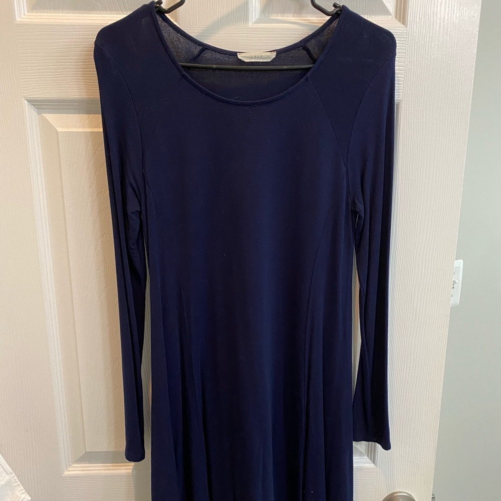 Simple Blue Long Sleeve Dress